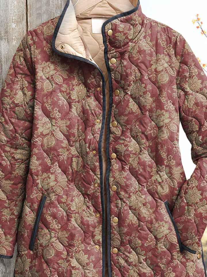 Women's Vintage-Style Jacket with Floral Pattern