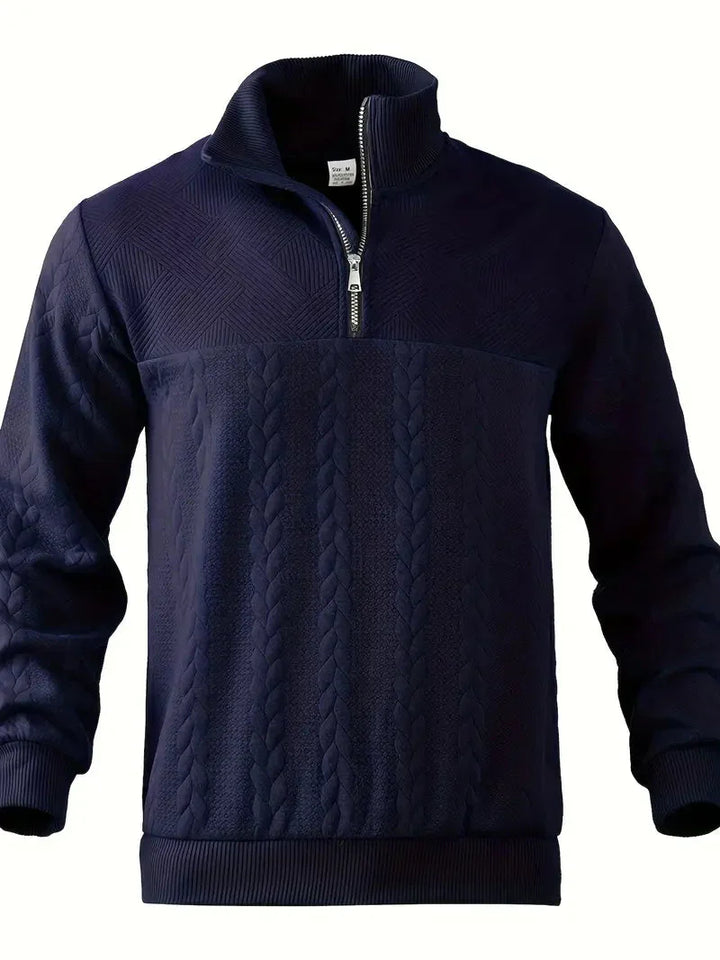 Brit & Boho™️ | Casual Jacquard Quarter-Zip Sweater