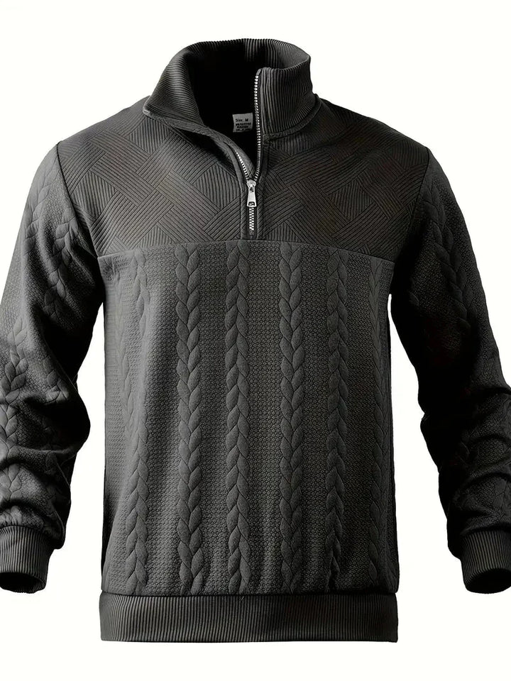 Brit & Boho™️ | Casual Jacquard Quarter-Zip Sweater