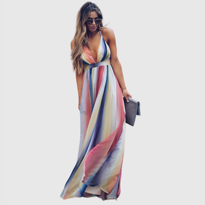 Clover - Bohemian Rainbow Printed Long Dress