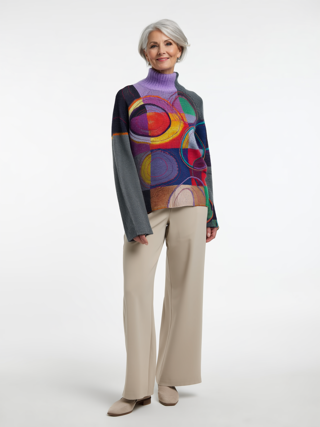 Kaia - Colorblock Knitted Turtleneck Sweater