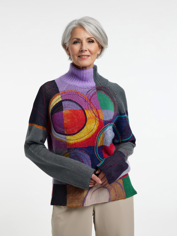 Kaia - Colorblock Knitted Turtleneck Sweater