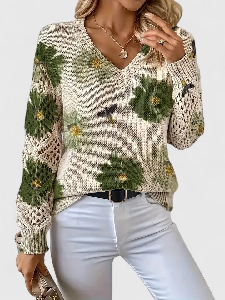 Noelle – Floral Knit Sweater