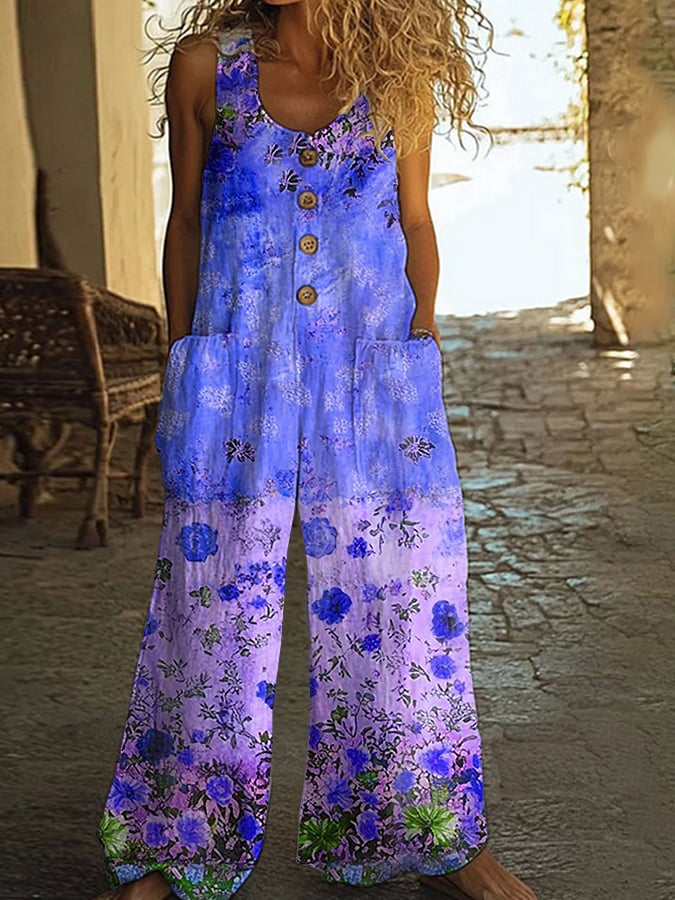 Hilary™ - Chic Vintage Loose Floral Jumpsuit