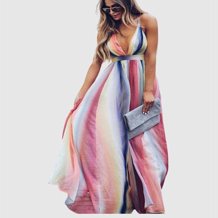 Clover - Bohemian Rainbow Printed Long Dress