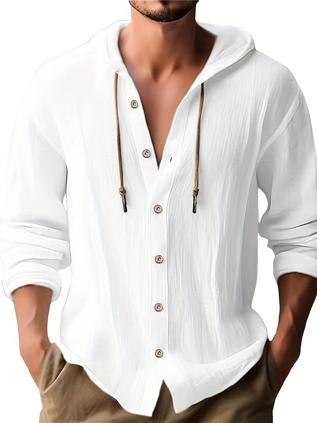 Brian™ - Men's Hooded Long Sleeve Shirt