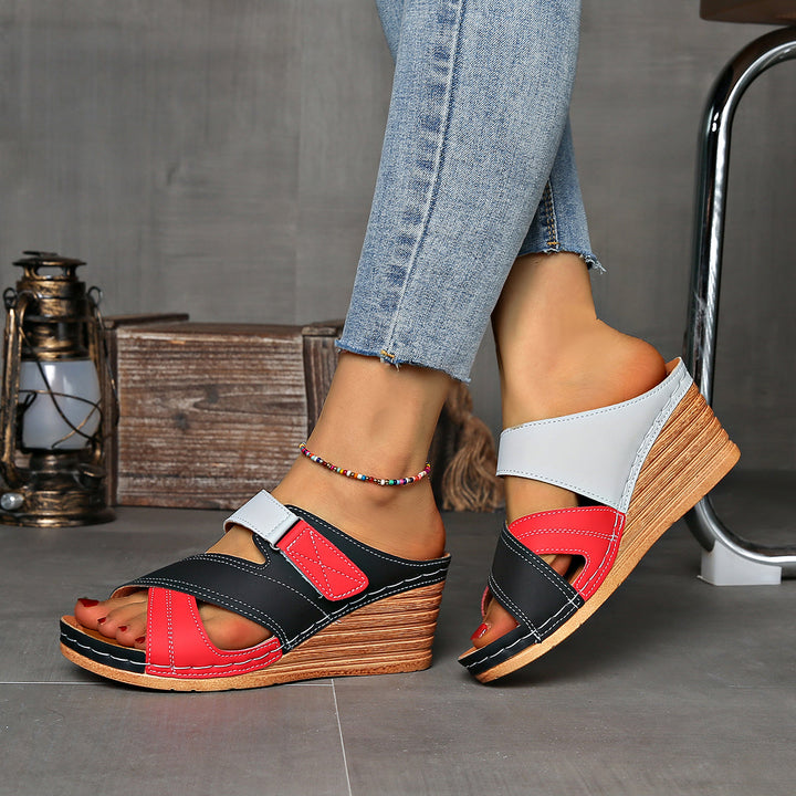 Marina Colorblock Wedge Slides - Comfortable Sandals