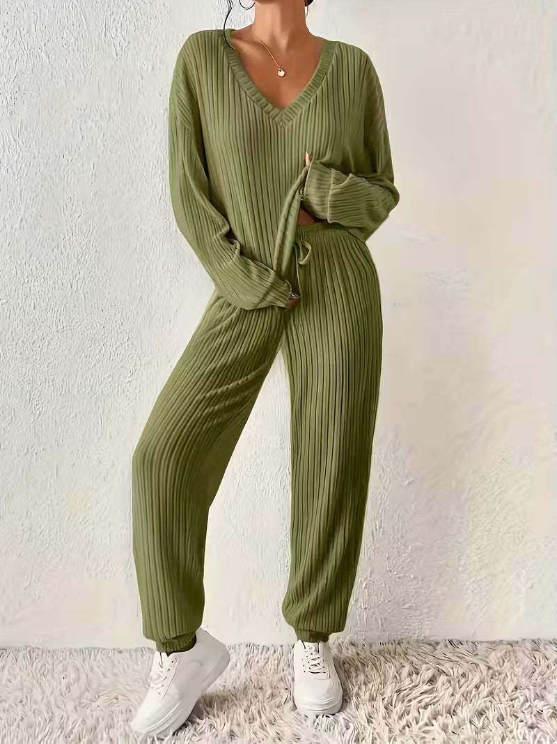 Anja™ - Cozy V-Neck Two-Piece Set