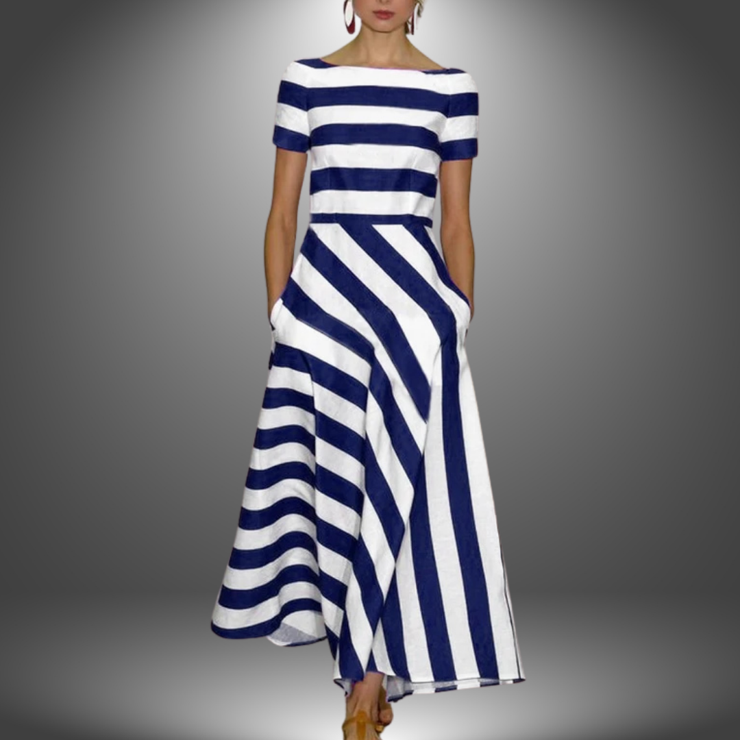 Natalia | Long Stripe Dress, Handmade