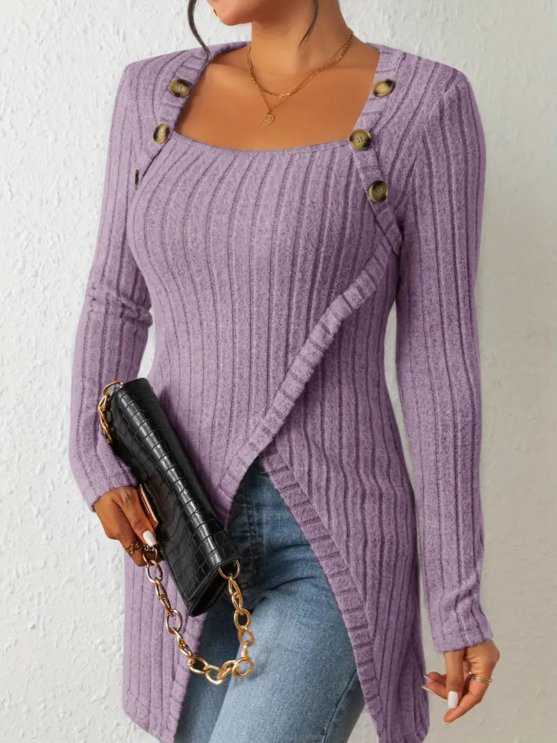 Julia™ - Trendy Ribbed Asymmetrical Top