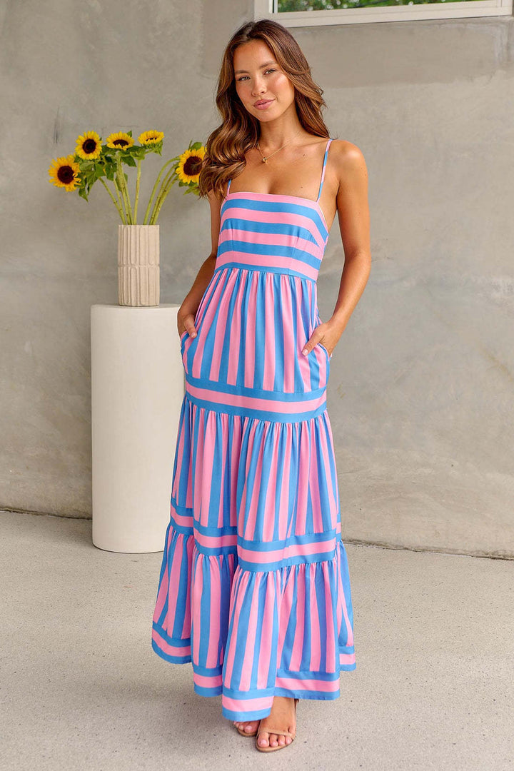 Marisol | Striped Maxi Dress with Straps and Pockets