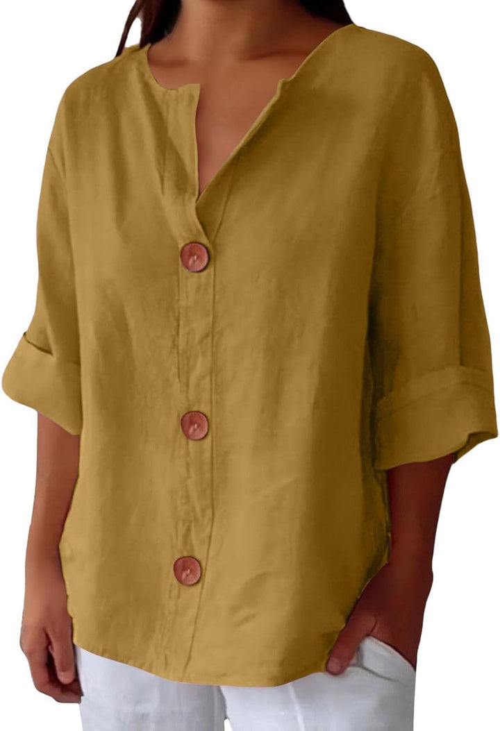Clara™ - Casual Linen Blouse