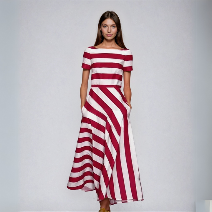 Natalia | Long Stripe Dress, Handmade