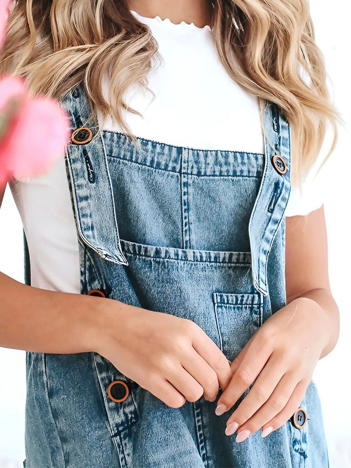 Thessa™ - Distressed Denim Overalls
