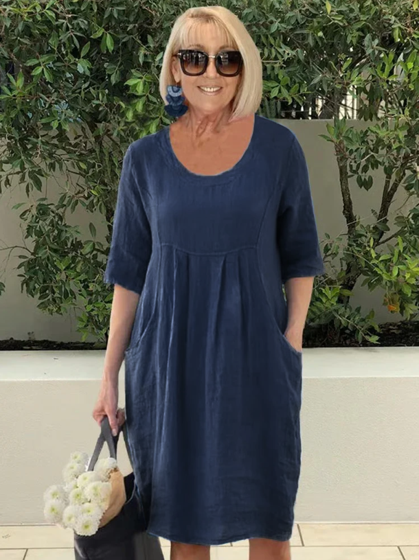 Lena™ - Relaxed Pleat Pocket Dress