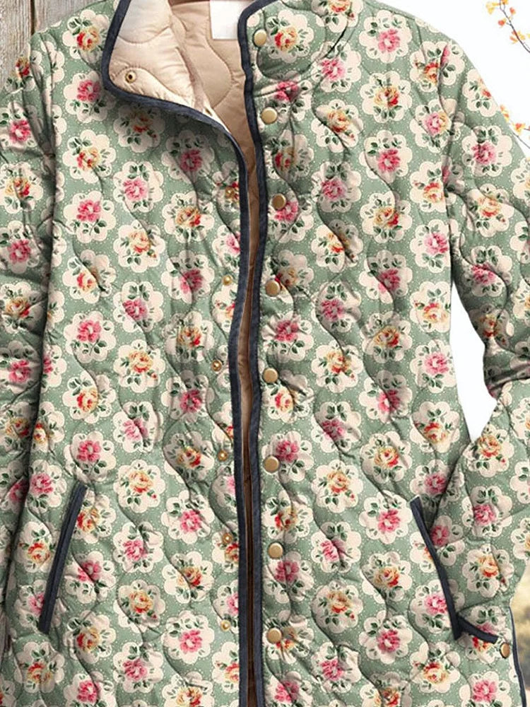 Women's Vintage Sweet Jacket Art Print with Flowers