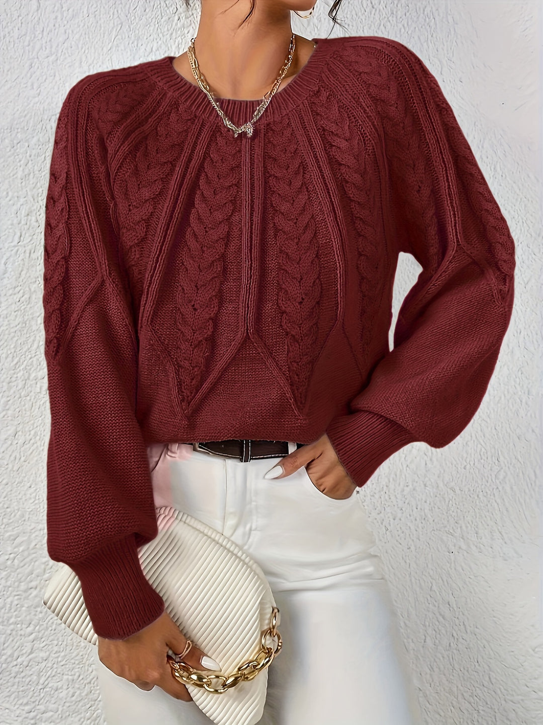 Jane™ - Elegant Long Sleeved Knit Pullover Sweater