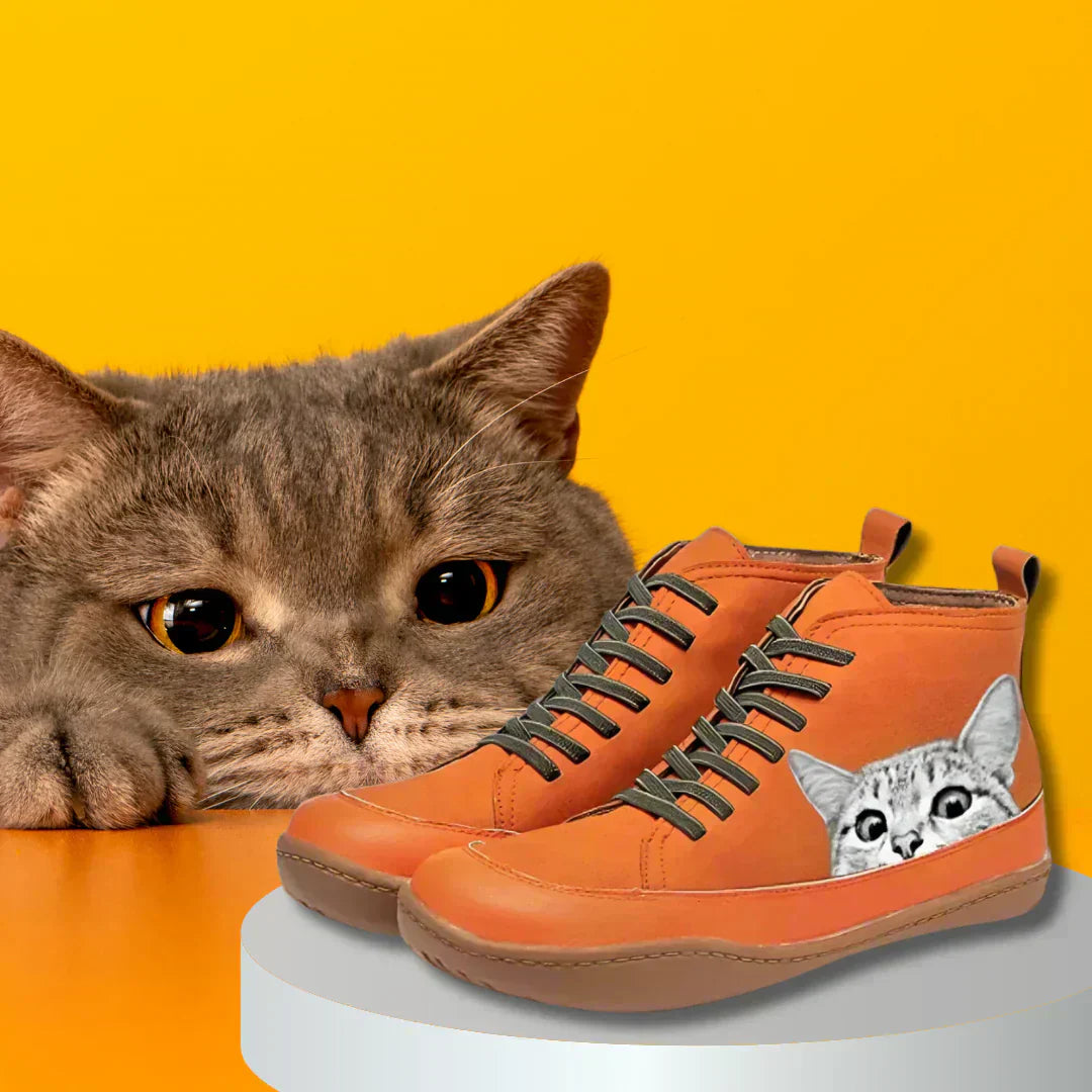 Monika™ - Cat Leather Ankle Boots