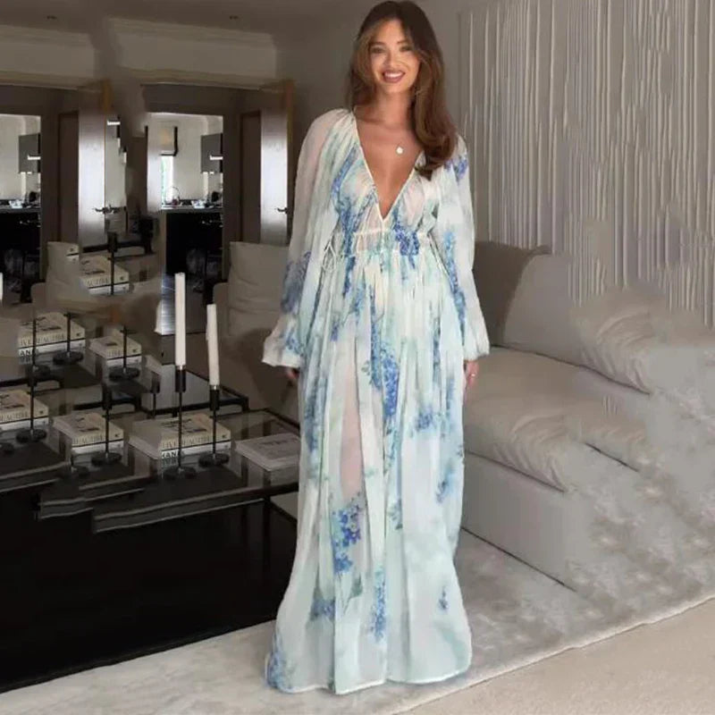 Nora – Blue Ocean Maxi Dress