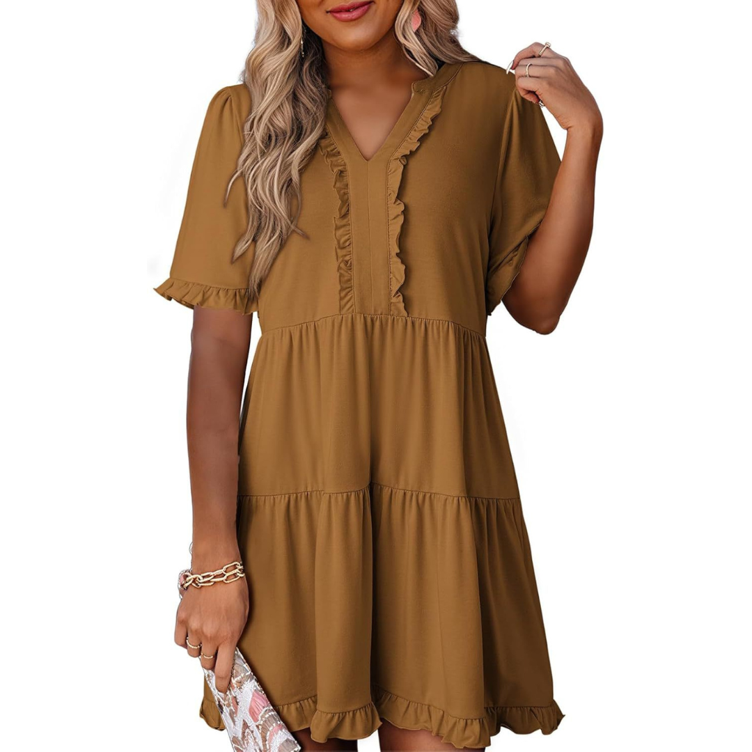 Shaila™ - Casual V-Neck Mini Dress