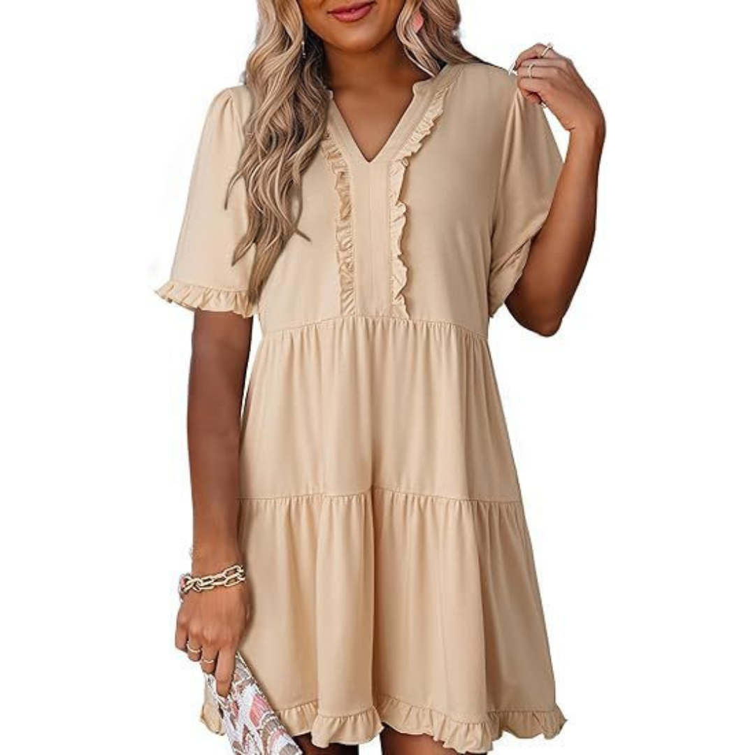 Shaila™ - Casual V-Neck Mini Dress