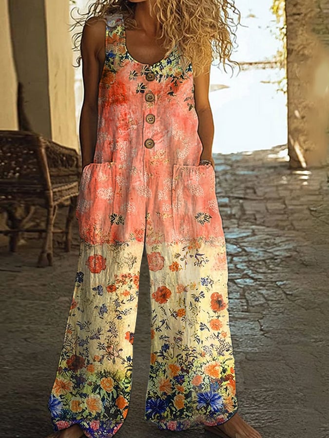 Hilary™ - Chic Vintage Loose Floral Jumpsuit