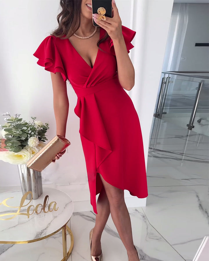 Kiara™ – Elegant Deep V-Neck Dress