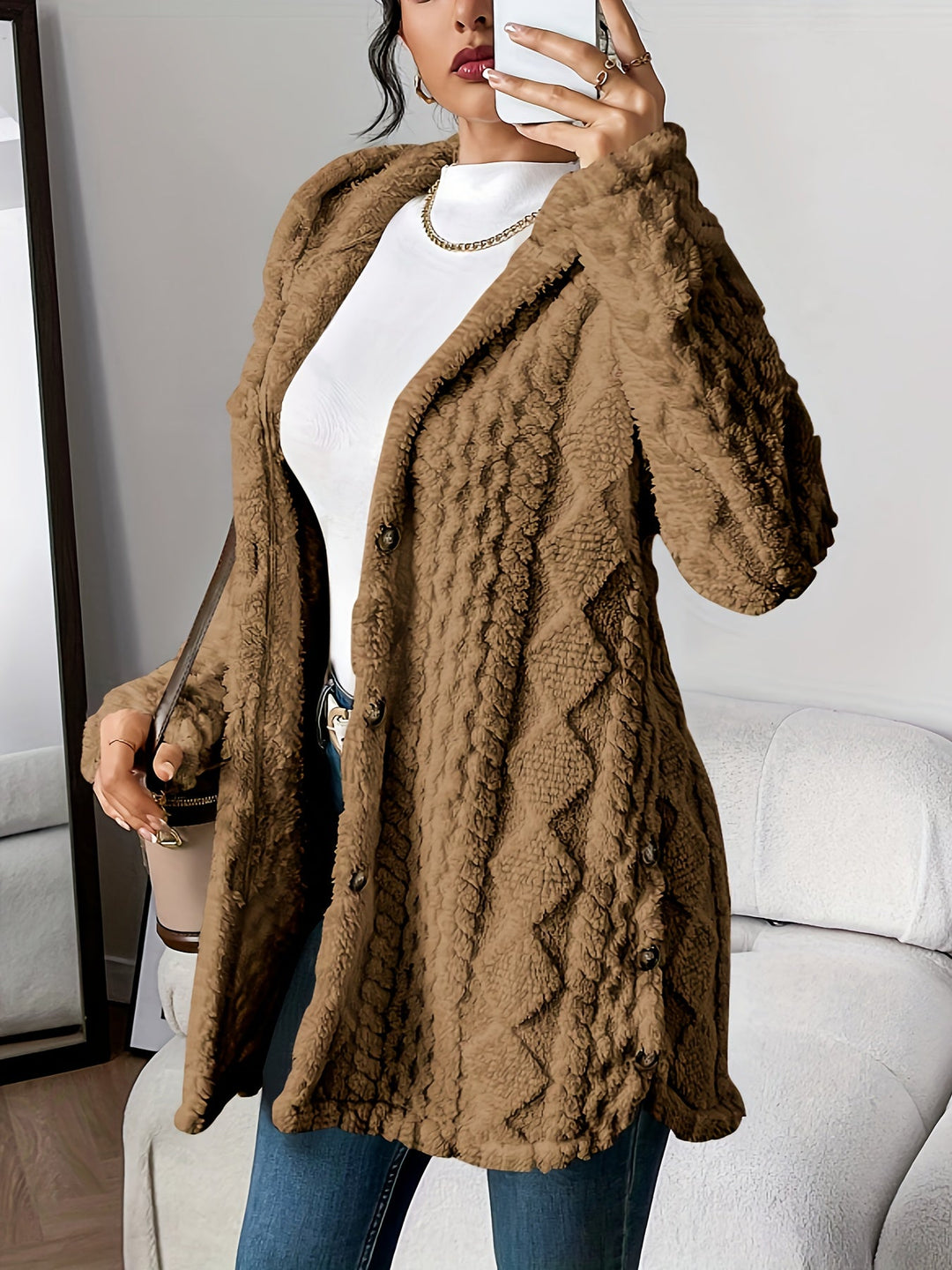 Chloe™ - Plush Hooded Cardigan