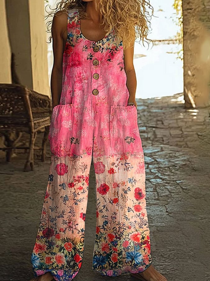 Hilary™ - Chic Vintage Loose Floral Jumpsuit