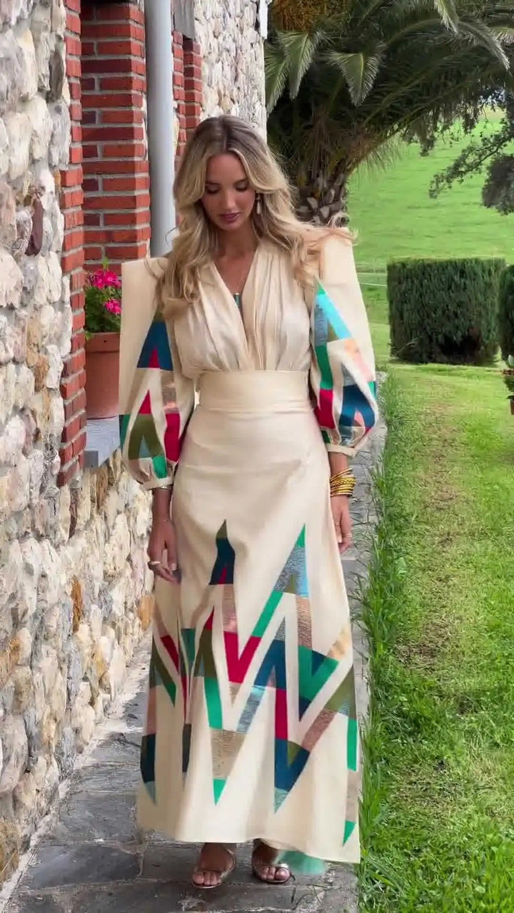 Eleni™ – Printed V-Neck 2-Piece Set