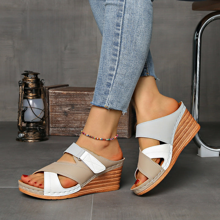 Marina Colorblock Wedge Slides - Comfortable Sandals