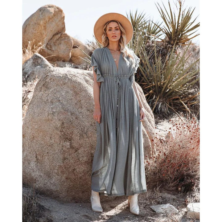 Sara™ Maxi Green/Grey Ibiza Dress
